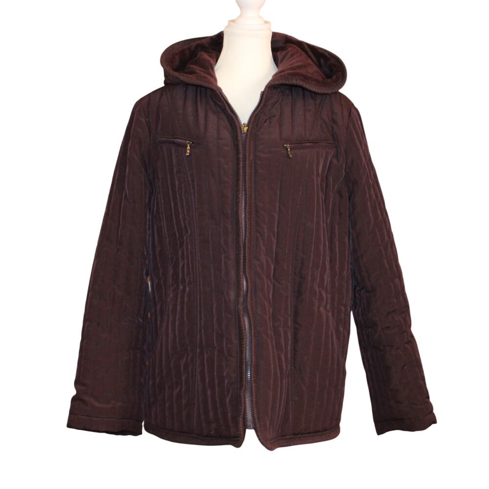 Women's Dress Barn Eggplant Color Hooded Zip Front Winter Coat sz 18/20